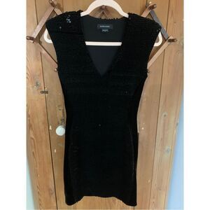 Marciano black sequin velvet sides sleeveless bodycon dress